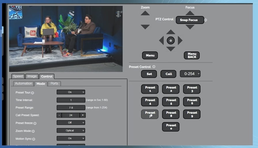 PTZ Camera Preset Tour