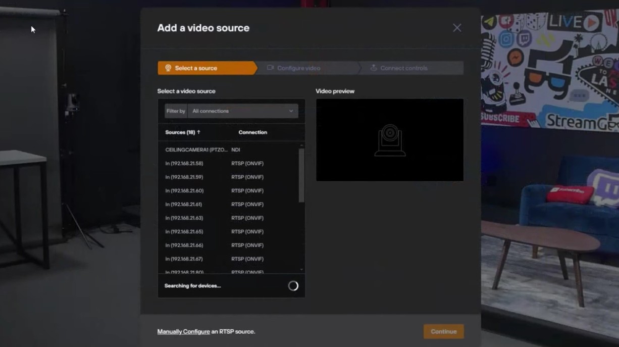 Add video sources in PTZOptics Hive