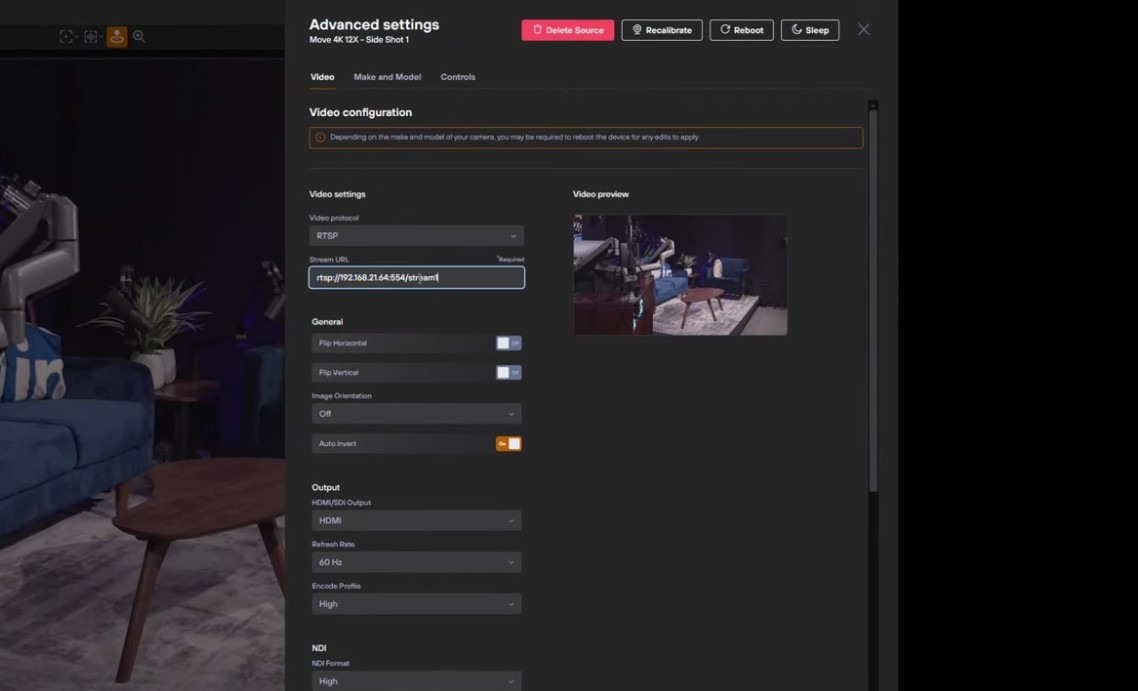 advanced remote production settings
